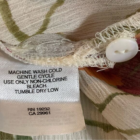 ALFRED DUNNER Floral Sheer Blouse Women’s Sz 12P Cream Fall Colors Button Up. - Picture 8 of 11